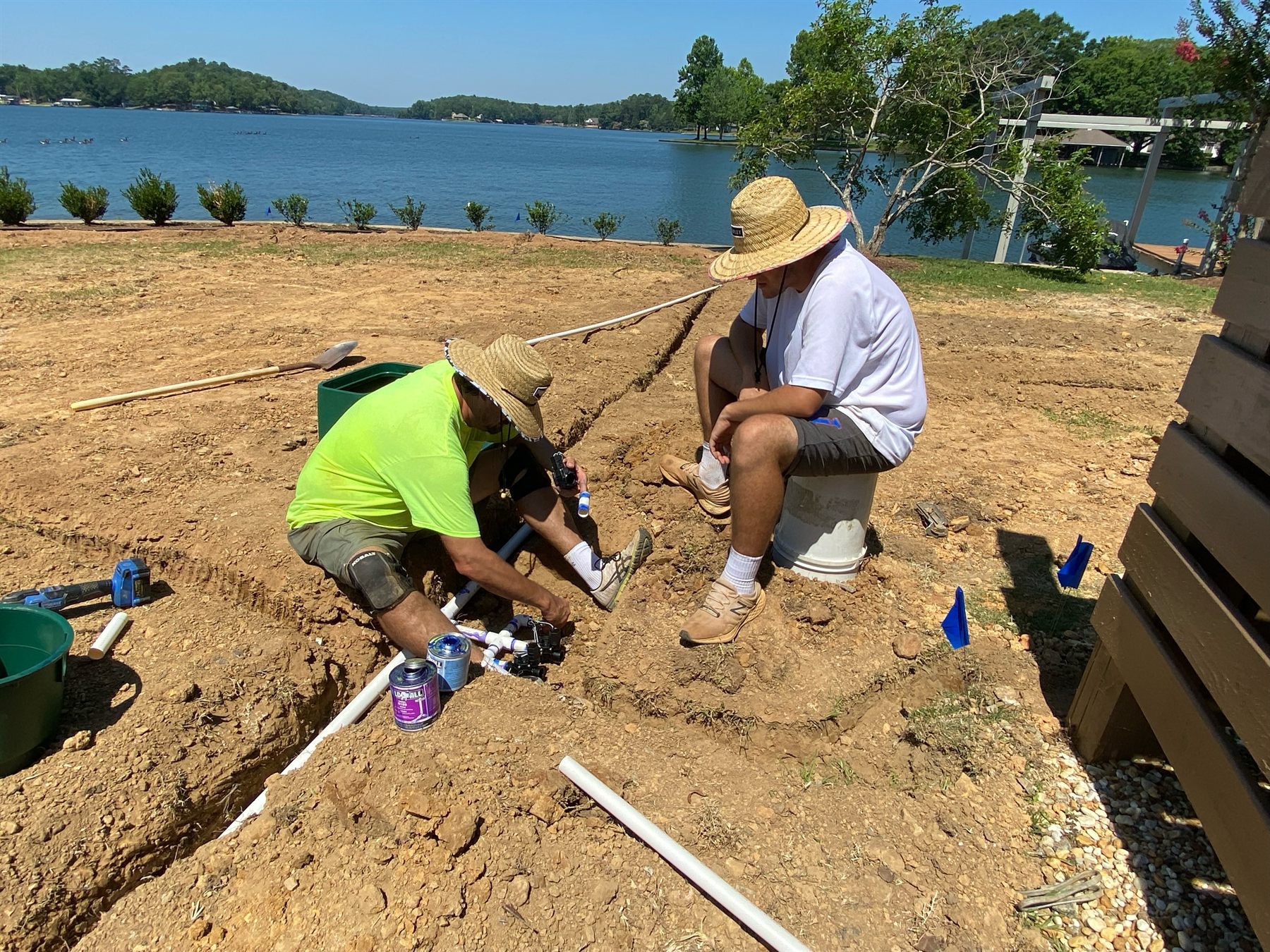 Gosdin Irrigations team working on an irrigation installation