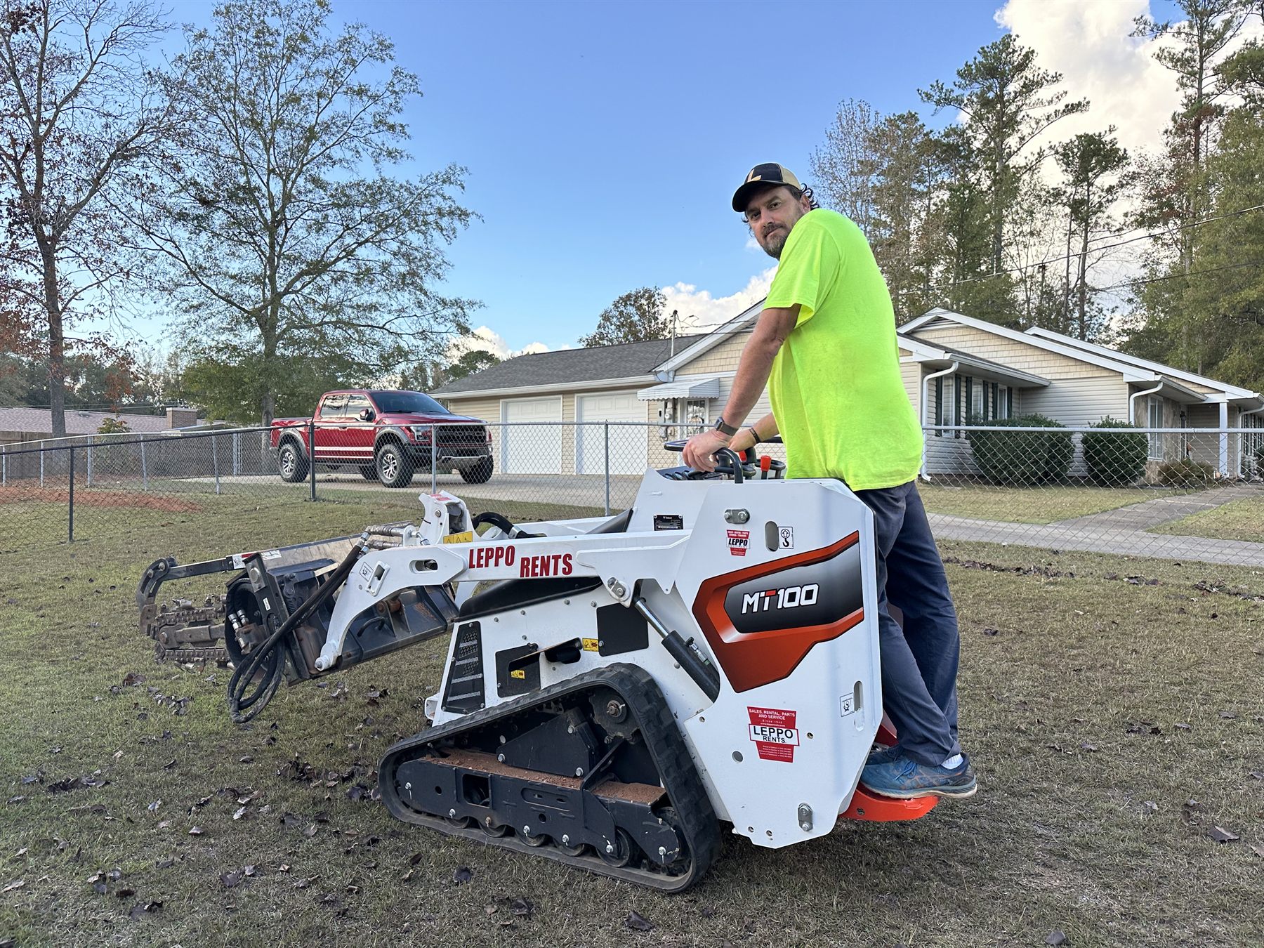 Gosdin Irrigations technician trenching for an irrigation installation